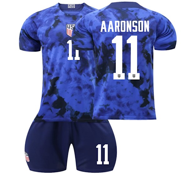 Fotballdrakt for USAs landslag, borte, blå, nr. 10 Pulisic, 8 McKennie, 13 Morris, VM-drakt 22-23 2223 USA Away No. 13 #24