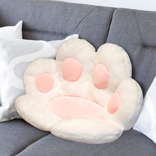 Sittkudde Katt tassform Lat Soffa Kontorsstol Kudde Varm Hudvänlig Golvmatta Speciellt Utformad För Hälsobyggnad Vit Vit White 70*60cm