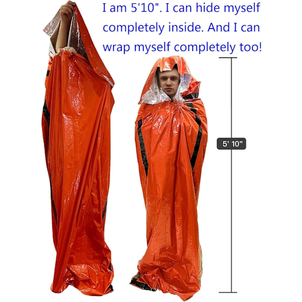 Nödsovsäck Survival Bag 2-pack | Överlevnadssovsäck Nödsovsäckar Emergency Bivy Sack | Bärbar Nödfilt Överlevnad