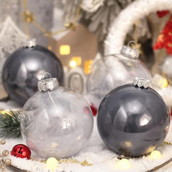 4'' Stora julgranskulor set, transparent plast oförstörbar julgranshänge