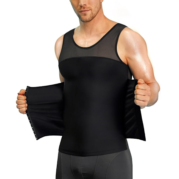 Eleady Kompresjonsskjorte Slankende Body Shaper Vest Ermeløs Undershirt Tank Top Magekontroll Shapewear for Menn (Svart Stor) svart xl