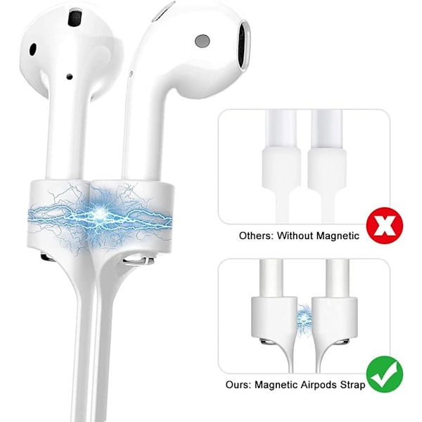 Airpods Rem Magnetisk Ledning Anti-Tab Snor Sports Snor, 4 stk. Farverig Blød Hudvenlig Silikone Halskæde Omkring Ørepropper Snor, Kompatibel med