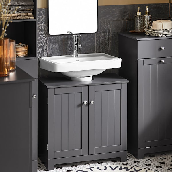 SoBuy håndvask underskab badeværelsesmøbler BZR18-II-DG grå grey Sink cabinet (on floor)