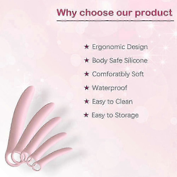 5-pack Silikon Bäckenbottenmuskel Dilator Träningssats Bäckenstav Massager för Kvinnor Bäckenbottenmuskeltränare, Bäckenbottenförstärkningsenhet