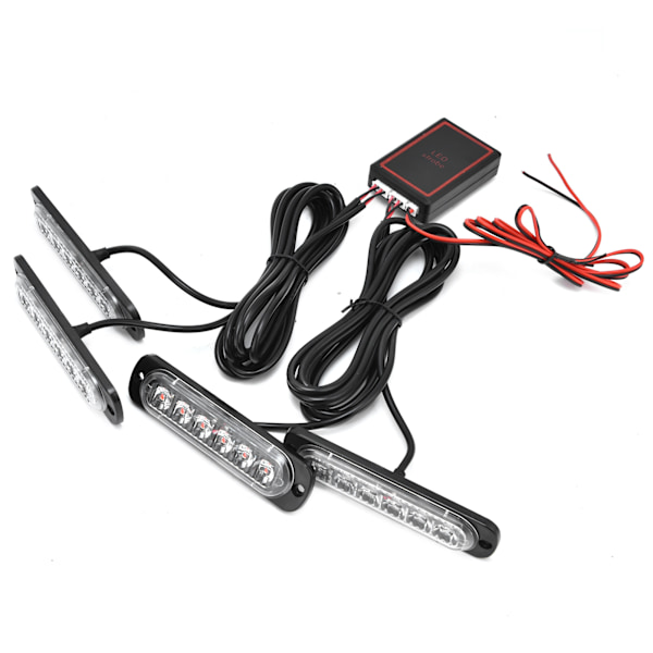 Bil 4x6LED Synkronisert Rød Blå Strobe Blinklys LED Nødvarslys 12V med Fjernkontroll