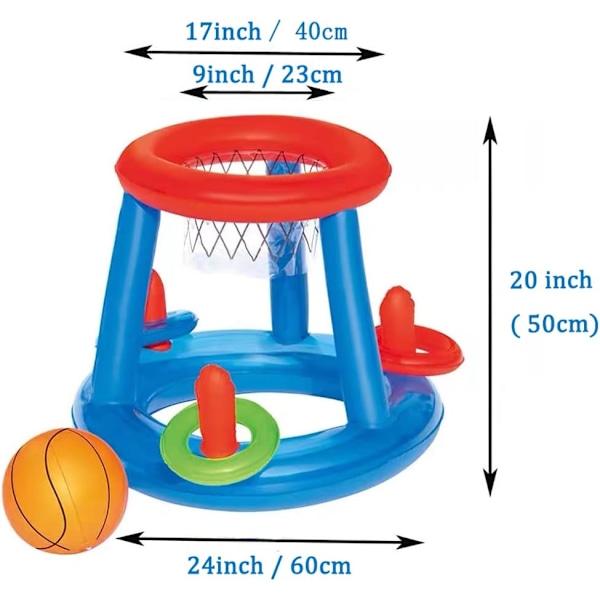 2-i-1 flytende basseng basketballkurver og bassengringkastspill, morsomme sommer vannspill bassengleker