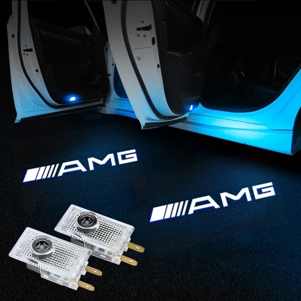 Fro Benz,AMG,LED dørprojektorlampe med LOGO 2 stk,Benz A,B,C,C,E,C,GL,GLA,GLC,GLE,GLS,M,EQC,Klasse,Flere moduser AMG AMG A-M9 (See compatibility below)
