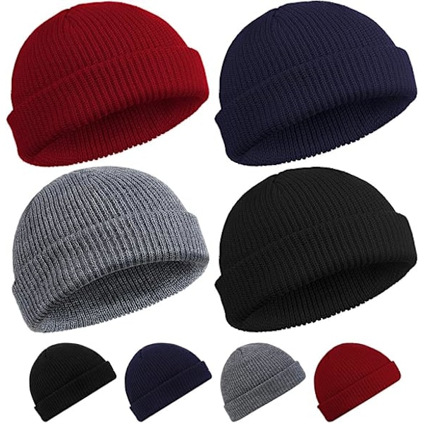 4 kpl Trawler Beanie - Pipo - Rullattava Reuna - Kalastajan Pipo - Unisex