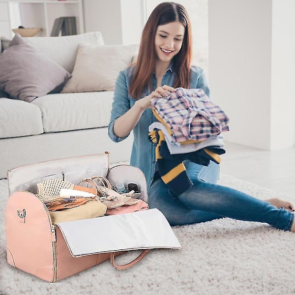 PU-nahkainen matkalaukku, suuri duffel-laukku naisille, vedenpitävä vaatepussi Pink