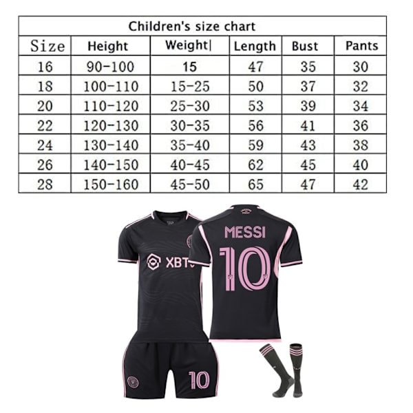 Miami Messi No. 10 Jalkapallopaita T-paita Aikuiset ja Lapset Urheiluvaatteet Setti XS