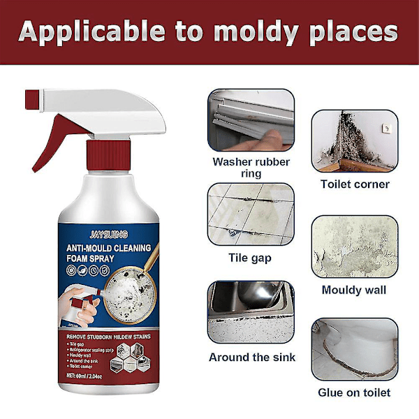 2x Anti-mögelspray, Mögelrengöring Anti-mögelrengöringsfoam, Kraftfull Multi-purpose Foamrengörare, Tar Bort Fläckar Foam Badrum