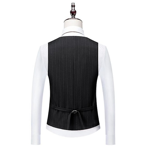 Miesten Ruudullinen 3-osainen Puku Slim Fit, Kaksoisrintainen Ruudullinen Pukusetti Dark Grey XL