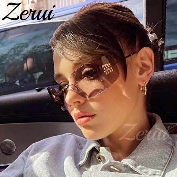 Y2K Uusi Retro Muoti Neliö Kehyksetön UV400 Lasit Yksivärinen Gradientti Elegantti Kesä Ulkoilumatkailu Naisten Sävyt Aurinkolasit Black 88498