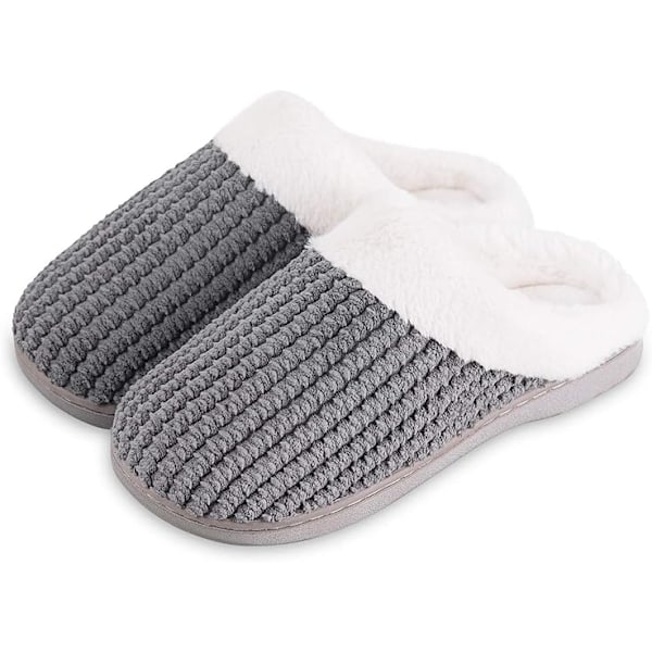 Damtofflor med Memory Foam, Bekväma Ull-liknande Plyschfleecefodrade Husskor för Inomhus & Utomhus