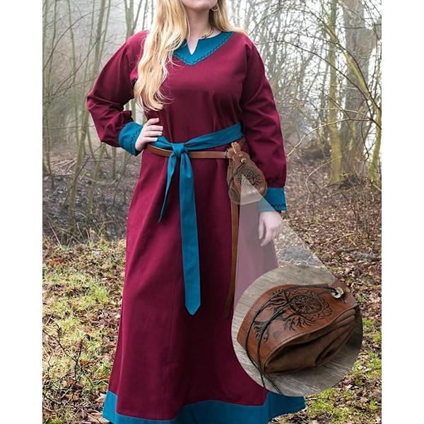 Vikinge stil middelalderbælte med taske til Halloween kostume Brown 1