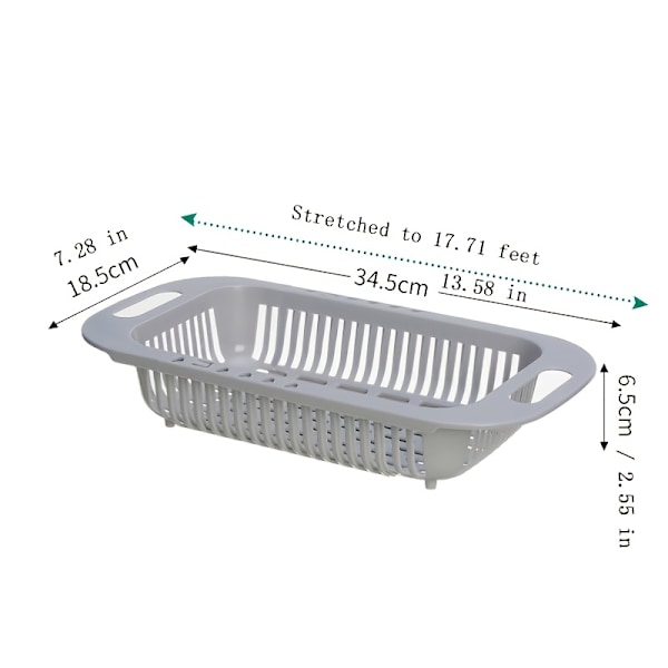Retractable keittiön tiskipöydän viemärikori monitoiminen hedelmien ja vihannesten pesukori astianpesuteline viemäröintiin muovinen säilytysteline Gray 2 pcs