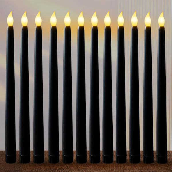 Svarta 12-pack Flammlösa Ljus, Elektriska Ljus, Födelsedag/Jul/Halloween/Ljusljus