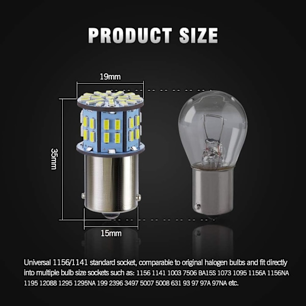 Antline 1156 1141 1003 7506 BA15S LED-valot Xenon White 20-pakkauksessa, erittäin kirkkaat 3014 50-SMD LED-korvaavat 12 voltin asuntovaunulle lämmin valkoinen warm white 1157