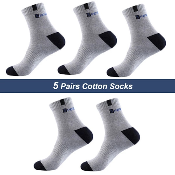 5 Par Bambufibrer Höst Vinter Herrstrumpor Andningsbara Bomulls Sportstrumpor Andningsbara Deodorant Business Strumpor Plus Storlek 38-47 D 5 Par Ljusgrå D 5 Pair Light grey EUR 38-42