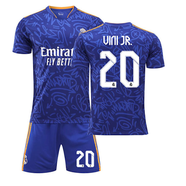 21-22 Real Madrid udebane kongeblå nr. 9 Benzema trøje nr. 20 Vinicius 10 Modric 8 Kroos Real Madrid away number 20 20#