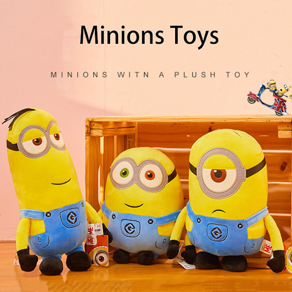 Minions plysdyr plyslegetøj Stuart/Kevin/Bob, Kawaii blød sød sovende plys seng pude Valentinsdag til børn småbørn 37cm 37 cm Kevin