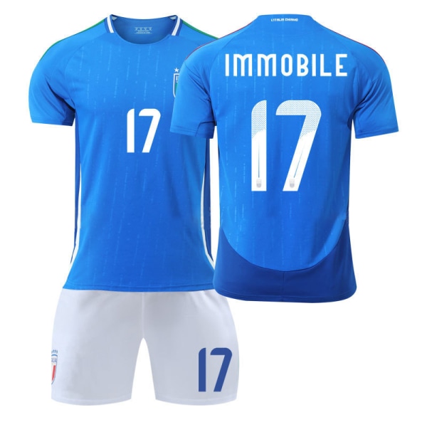 Europacup Italien tröja 2024 hemma Chiesa träningsdräkt för vuxna för barn herr- och damfotbollsdräkter 2024 Italy home number 17 star S