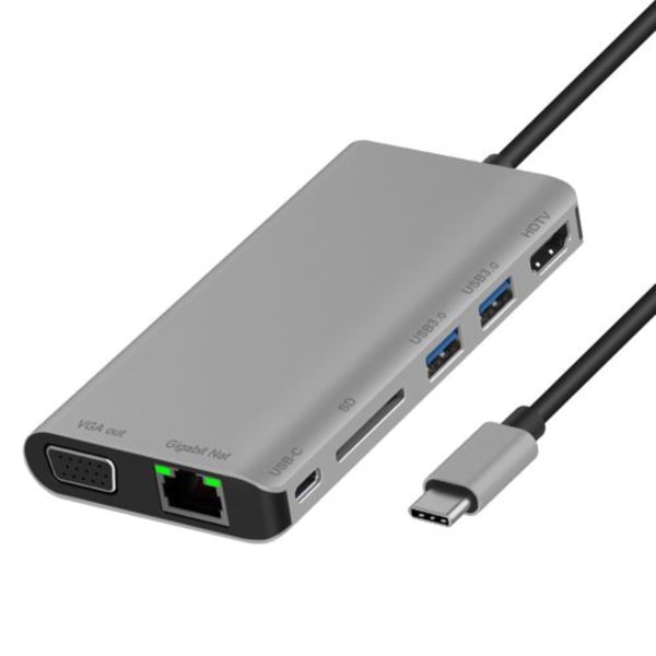 Usb-C Type-C 8-in-1 Usb 3.0 Hdmi 4K Vga Rj45 Sovitin Hub Sd Ca
