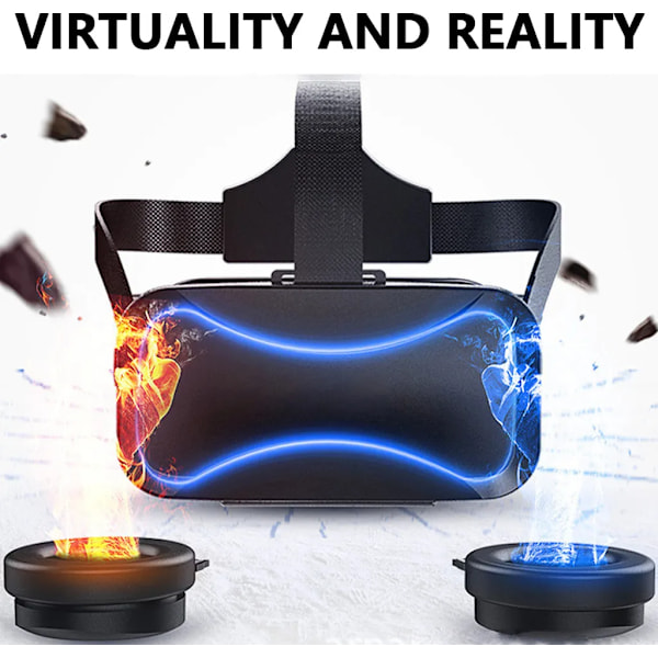 Kuulokkeet 3D VR-lasit Virtuaalitodellisuuslasit PC-peleille 4,7–6,7 tuuman Android/iPhone-älypuhelimille, HD, sininen valo, (musta)