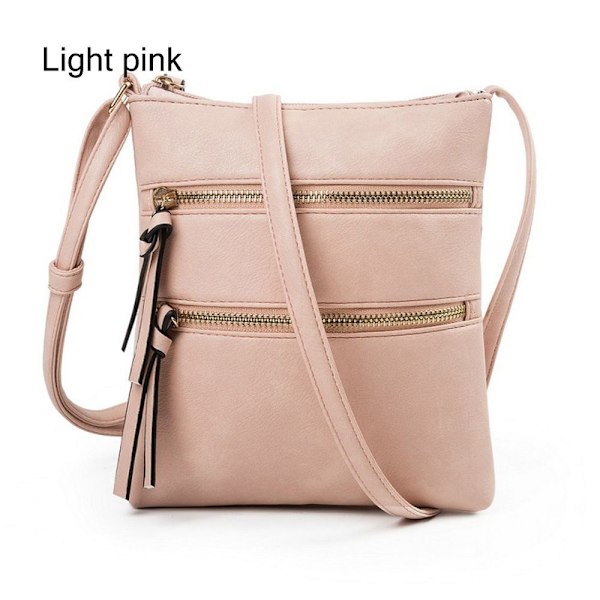 Naisten crossbody-laukku vetoketjulla VAALEANPUNAINEN Light pink