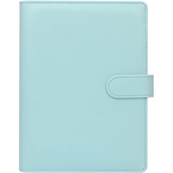 Läder A5 Ringpärm Planner Notebook Planner med Magnetlås (Inre Papper Ingår Ej)-Blå Blue