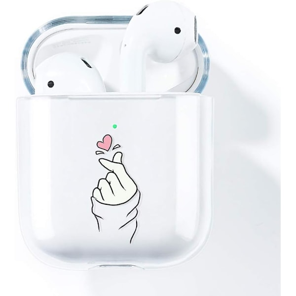 AirPods Etui Kompatibel med AirPods 2 & 1 Transparent Silikon Etui Beskyttende Etui AirPods Etui (Forreste LED Synlig) Stødsikkert Etui Sød Pa