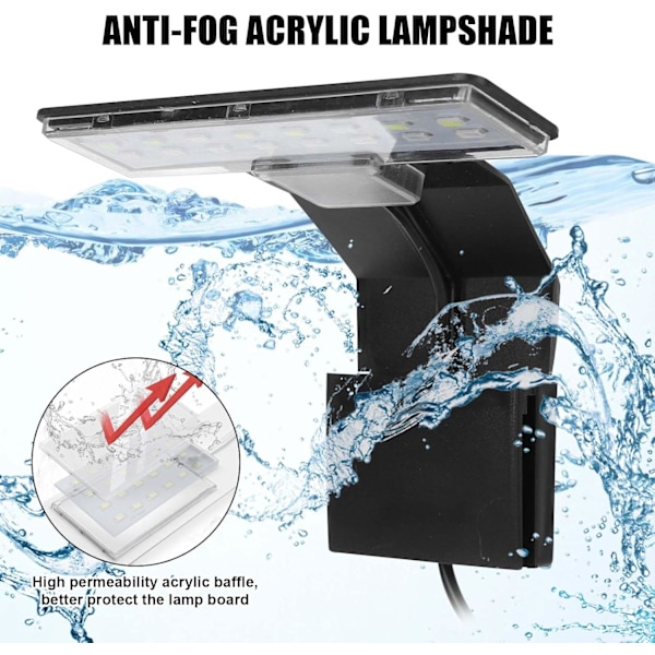 Akvarielampe (sort), Clip on akvarielampe 3 farver LED-belysning Akvarielampe Akvarielys 220