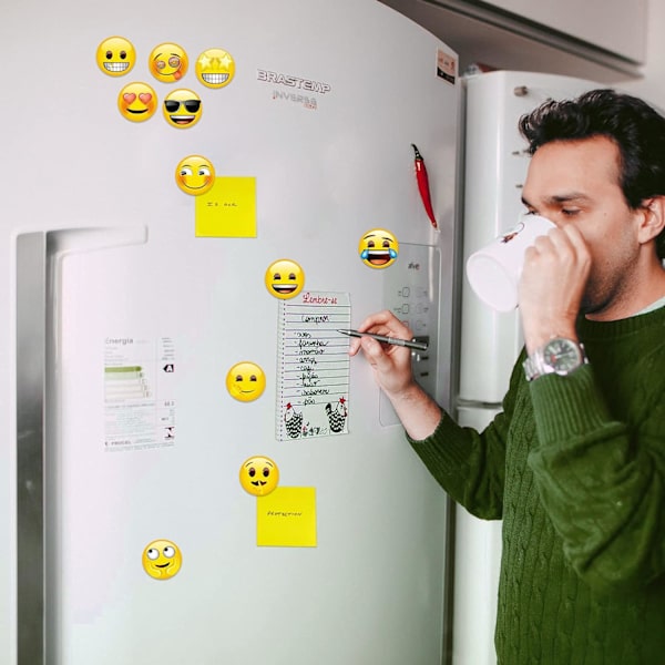 12 kpl Emoji-jääkaappimagneettia kaappeihin, valkotauluun, koristemagneetteja - söpöjä ja hauskoja magneetteja kouluun, kotiin, keittiöön, toimistoon, lahjoja ystäville