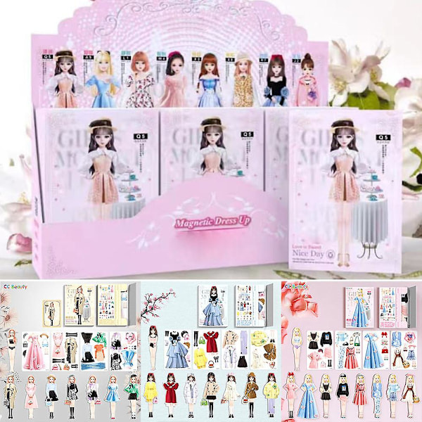 Magneettinen prinsessapuku Paper Doll Magnet Dress Up -pelit Playset -lelut lapsille Tytöille lahjat C