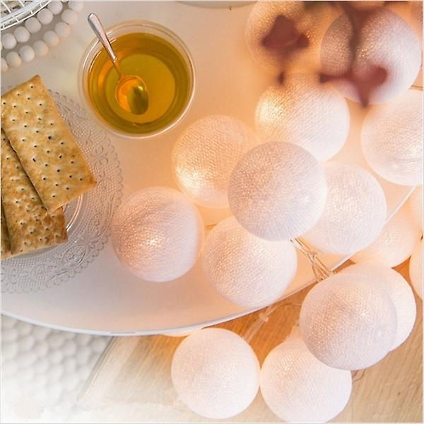 2,2m 20 palloa Vintage/Söpö pastell/Puhdas valkoinen söpö puuvillaköysi Fairy Lights Party Koti Piha Häät Romanttinen joulukoriste - Täydellinen 1