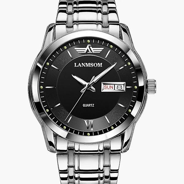 Herre ultra-tyndt kvartsur Vandtæt ur W Men's l622 black with silver edge