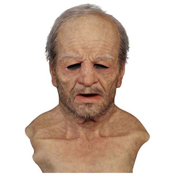 Gammal mans mask Halloween mask vuxen äldre man latex full mask ansiktsöverdrag cosplay huvudbonad