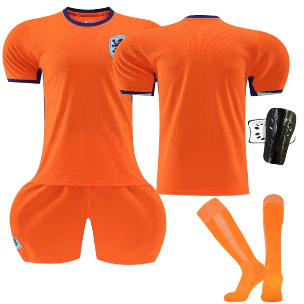 2024 Europacup fotbollströja set Nederländerna hem orange nr 4 Van Dijk 11 Robben 10 Depay tröja No. 11 with socks #22