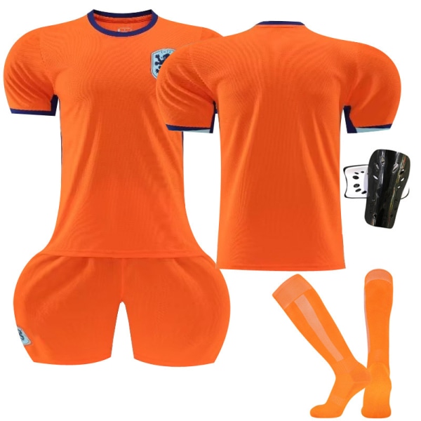 2024 Europacup fotbollströja set Nederländerna hem orange nr 4 Van Dijk 11 Robben 10 Depay tröja Size 10 with socks #20