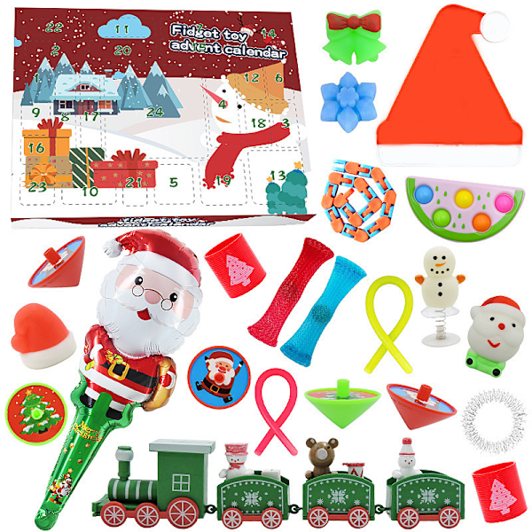 Julklappskalender med Blind Box för Flickor - Tillbehör, DIY, Handgjord Presentaskuppsättning, Leksakspresent Christmas train