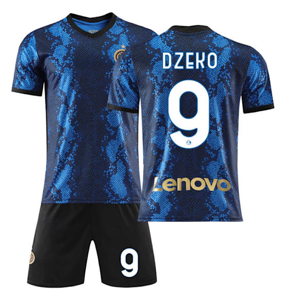 21-22 Inter Milan hjemmebanetrøje nr. 10 Lautaro nr. 7 Sanchez nr. 9 Dzeko fodboldbanedragt med sokker Inter Milan home number 9 M#