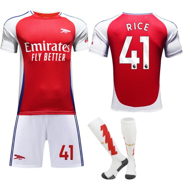 2024-25 Arsenal fodboldtrøjesæt trøje nr. 7 Saka 9 Jesus 8 Odegaard rød No. 41 with socks #XS