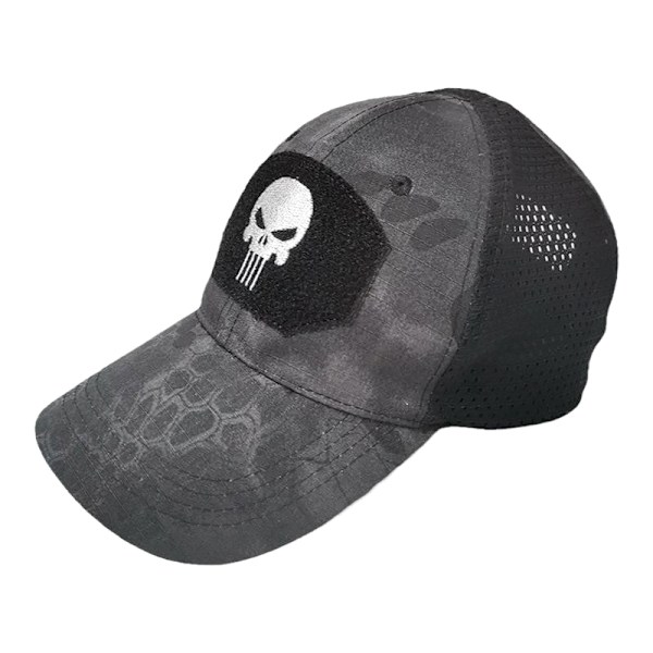 Skull Tactical Militær Airsoft Caps Justerbar Pustende Solhatt Black python color