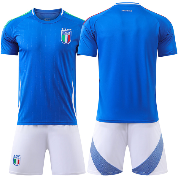 24-25 Europeiska cupen Italiensk fotbollströja nr 14 Chiesa 18 Barella 3 Dimarco tröjset Home No. 14 + Socks & Gear Size S