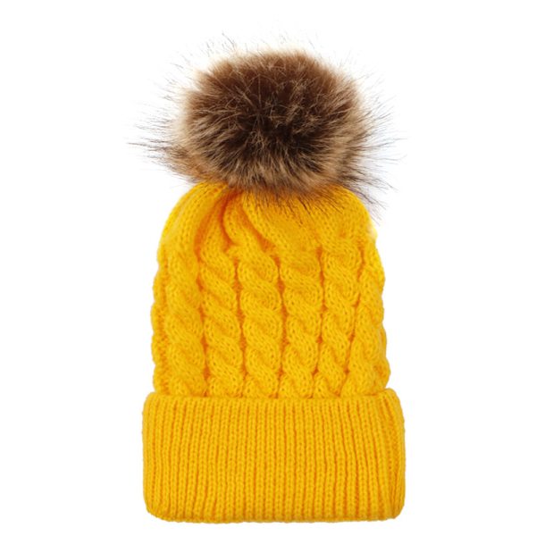 Trendikäs päähine Naisten hattu Talvihattu-Neulehattu Kana keltainen lapset Chick yellow children 24*14cm