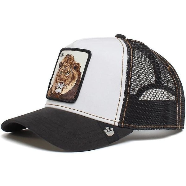 Rea Animal Baseball Cap Solskydd Mesh Broderad Trucker Ha Lion v Lion white