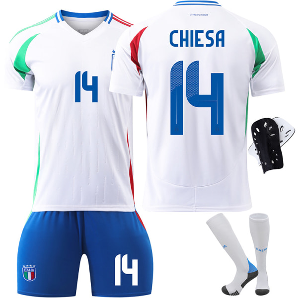 24-25 Italiensk fotbollströja nr 14 Chiesa 18 Barella 3 Dimarco EM-tröjset Home No. 3 + socks Size S