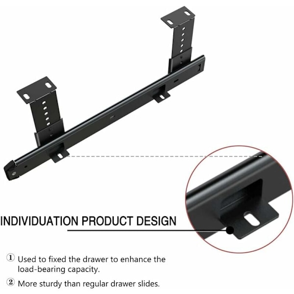 MINKUROW 355mm tyk stålstolstruktur skuffeskinne bakke skab møbel hardware skinner (355mm, sort)