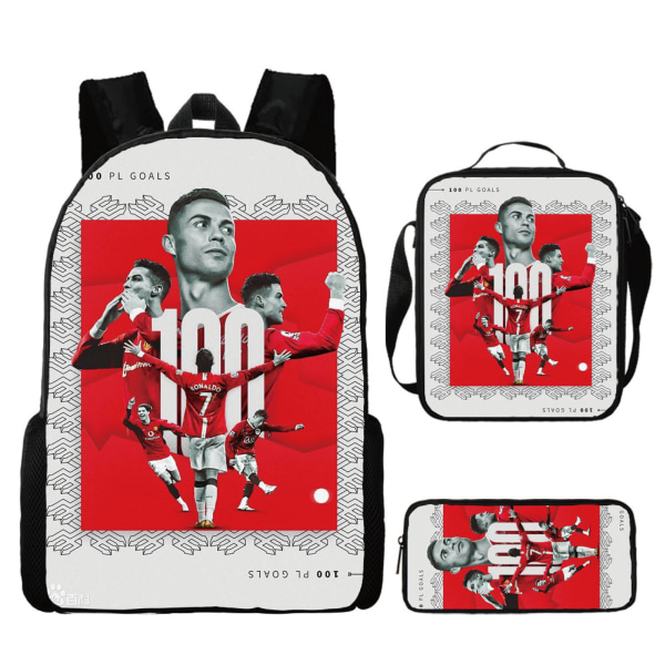 3-osainen Messi ja Ronaldo reppusetti, opiskelijan jalkapalloreppu, 3D-tulostettu reppu style 8