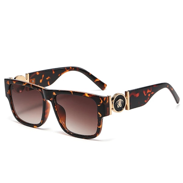 Vintage Square Brand aurinkolasit UV400-suojaus Peili Silmälasit Aurinkolasit Naiset Miehet 2024 C3 Leopard/Double Brown Fashion